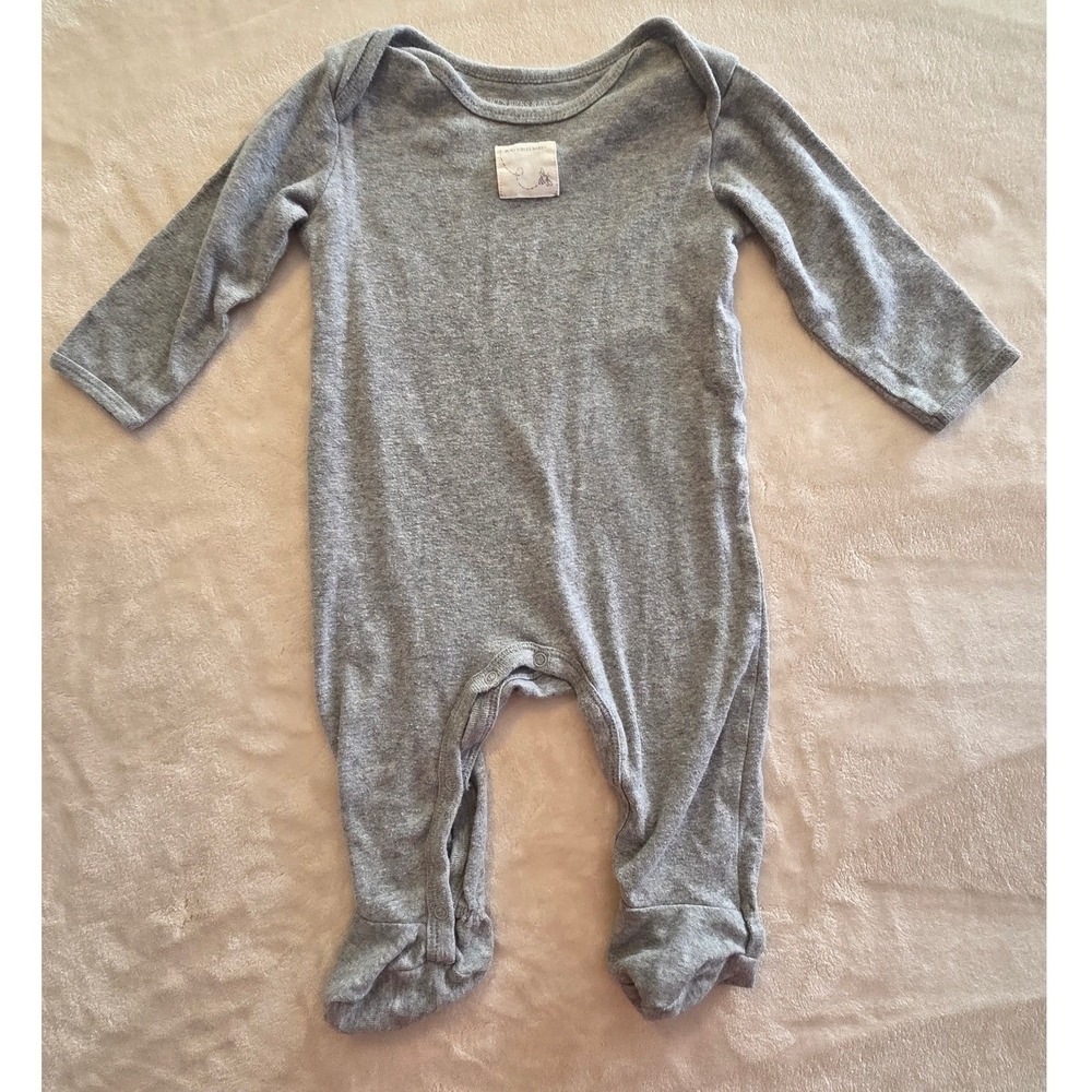 Burt's Bees Baby Organic Cotton Footed Sleeper Gray 3–6M Snap Leg‎ Pajamas